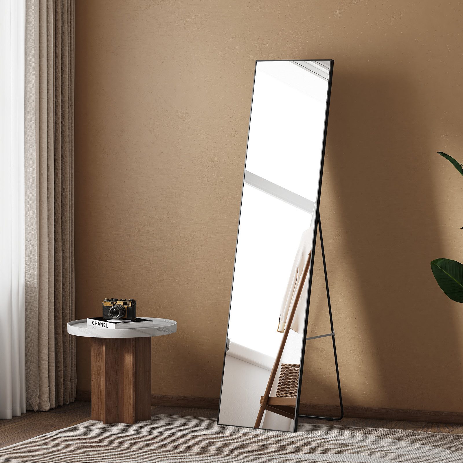 EMKE Standspiegel mit Haken Ganzkörperspiegel mit Rahmen 160x40cm, HD Groß, günstig online kaufen