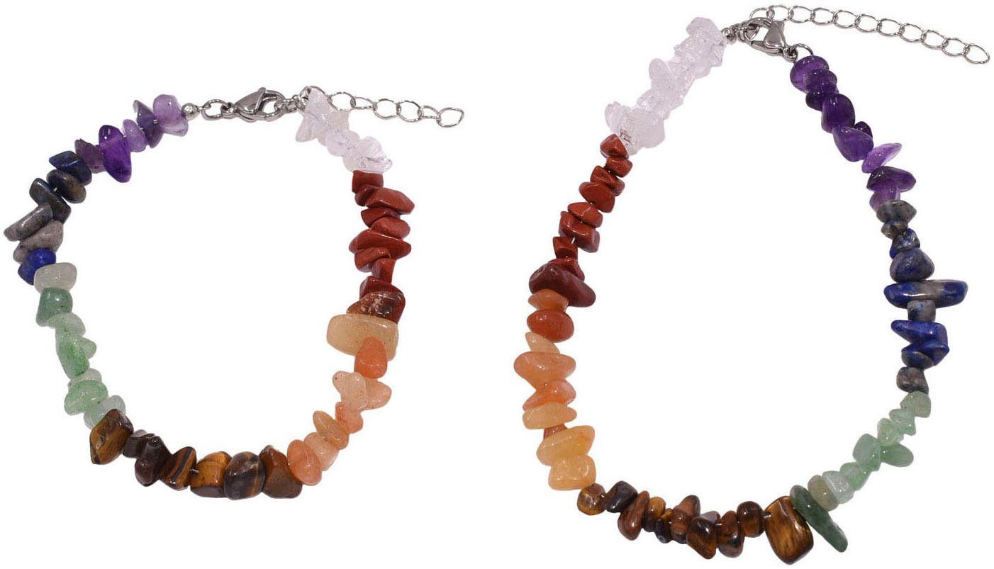 Firetti Schmuckset Multipack Schmuck Geschenk Armband Fußkette Chakra Edelsteine (Set, 2-tlg), Made in Germany - mit Edelsteinen