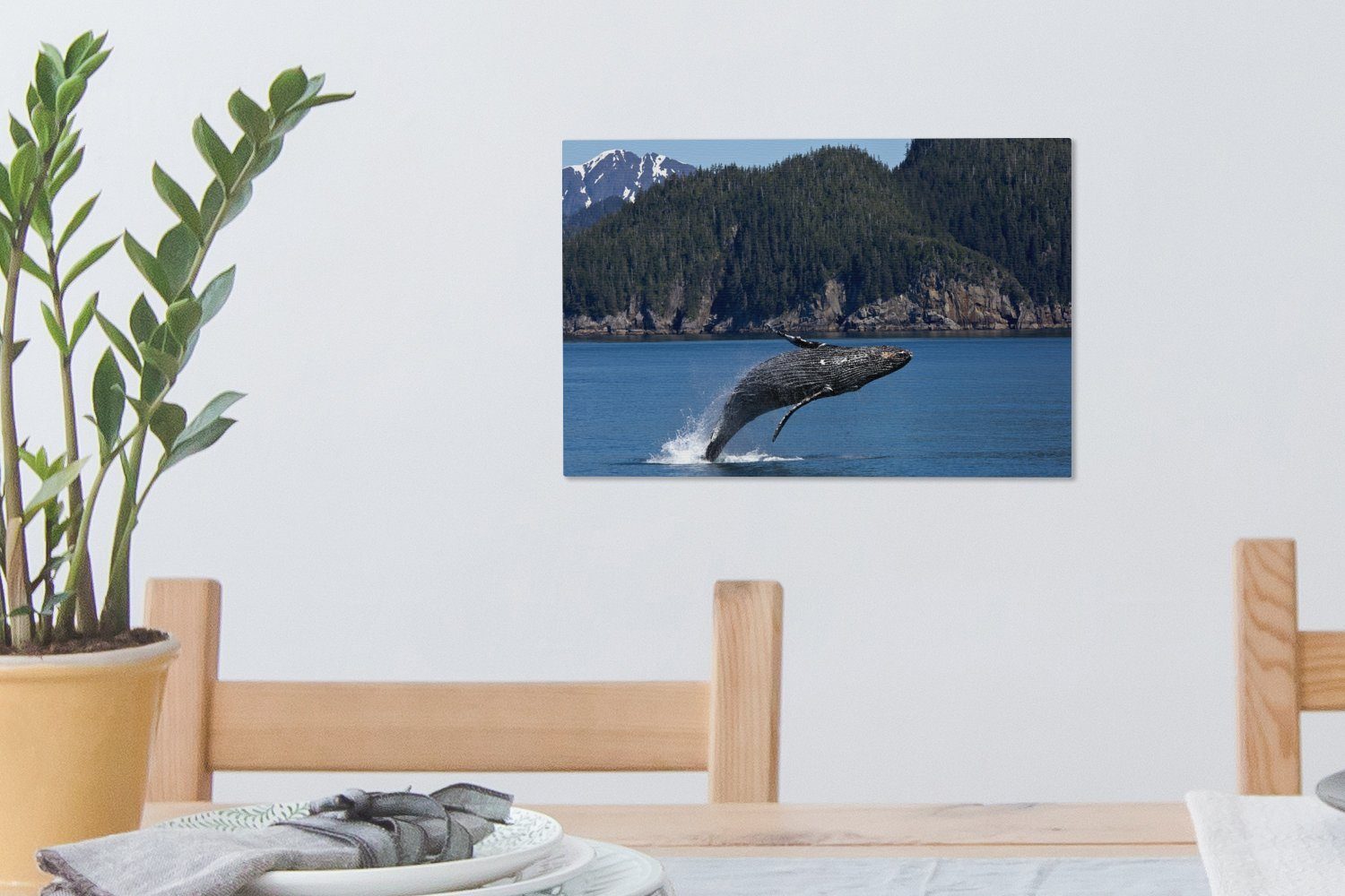 OneMillionCanvasses® - Leinwandbilder, Wandbild cm (1 Leinwandbild - Wanddeko, Nordamerika Aufhängefertig, 30x20 St), Wale, Meer