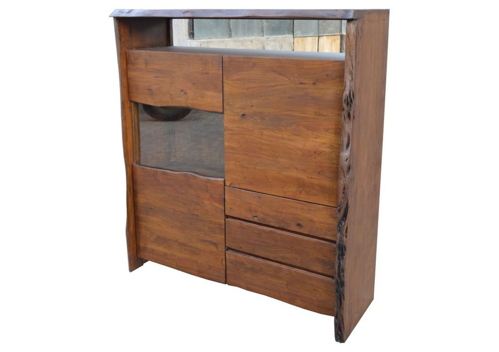 Massivmoebel24 Highboard PURE ACACIA (Massivholz), Highboard Akazie 131x45x147 braun lackiert PURE ACACIA #803