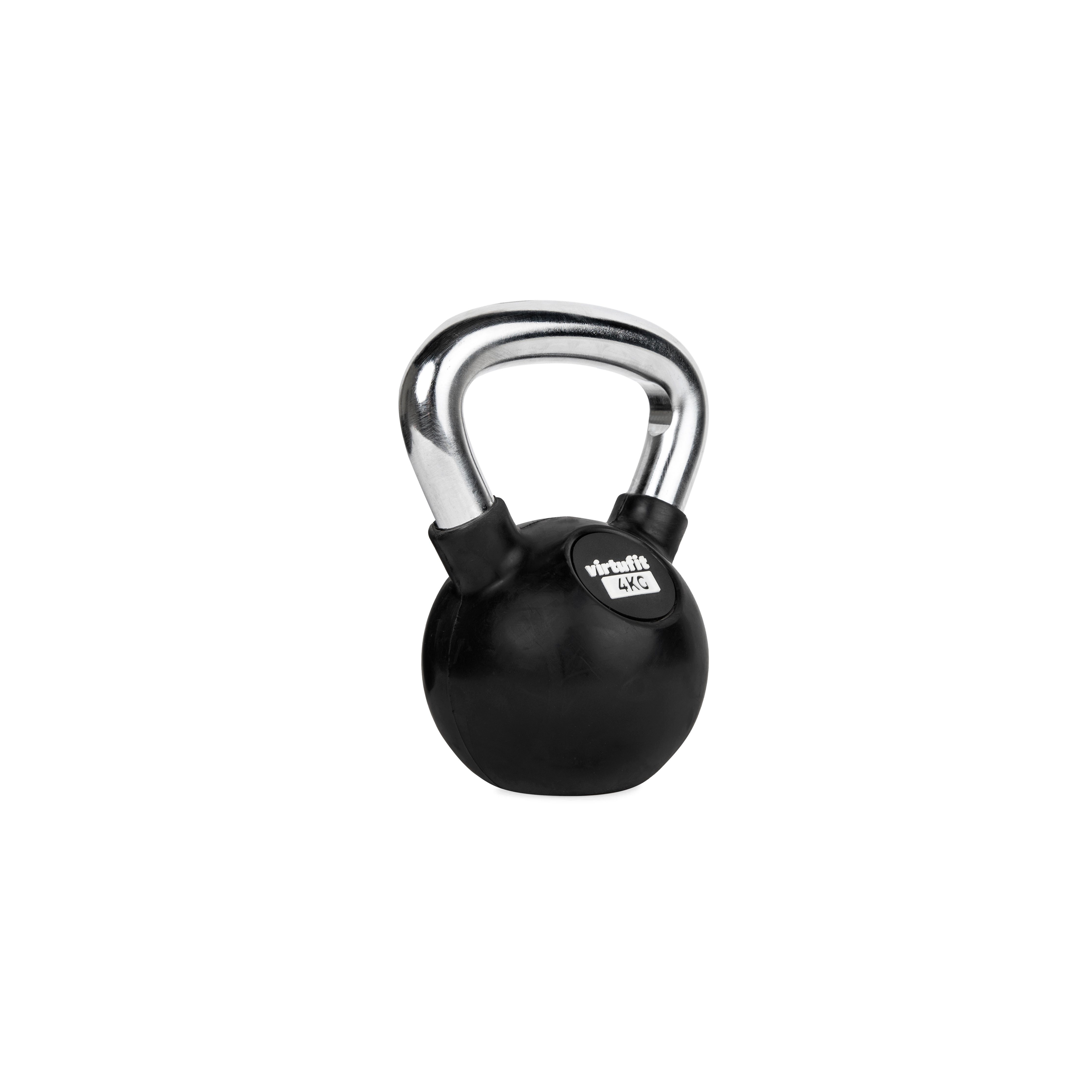 VirtuFit Kettlebell VirtuFit Kettlebell Pro 4 kg aus Gusseisen mit Gummi und Chromgriff