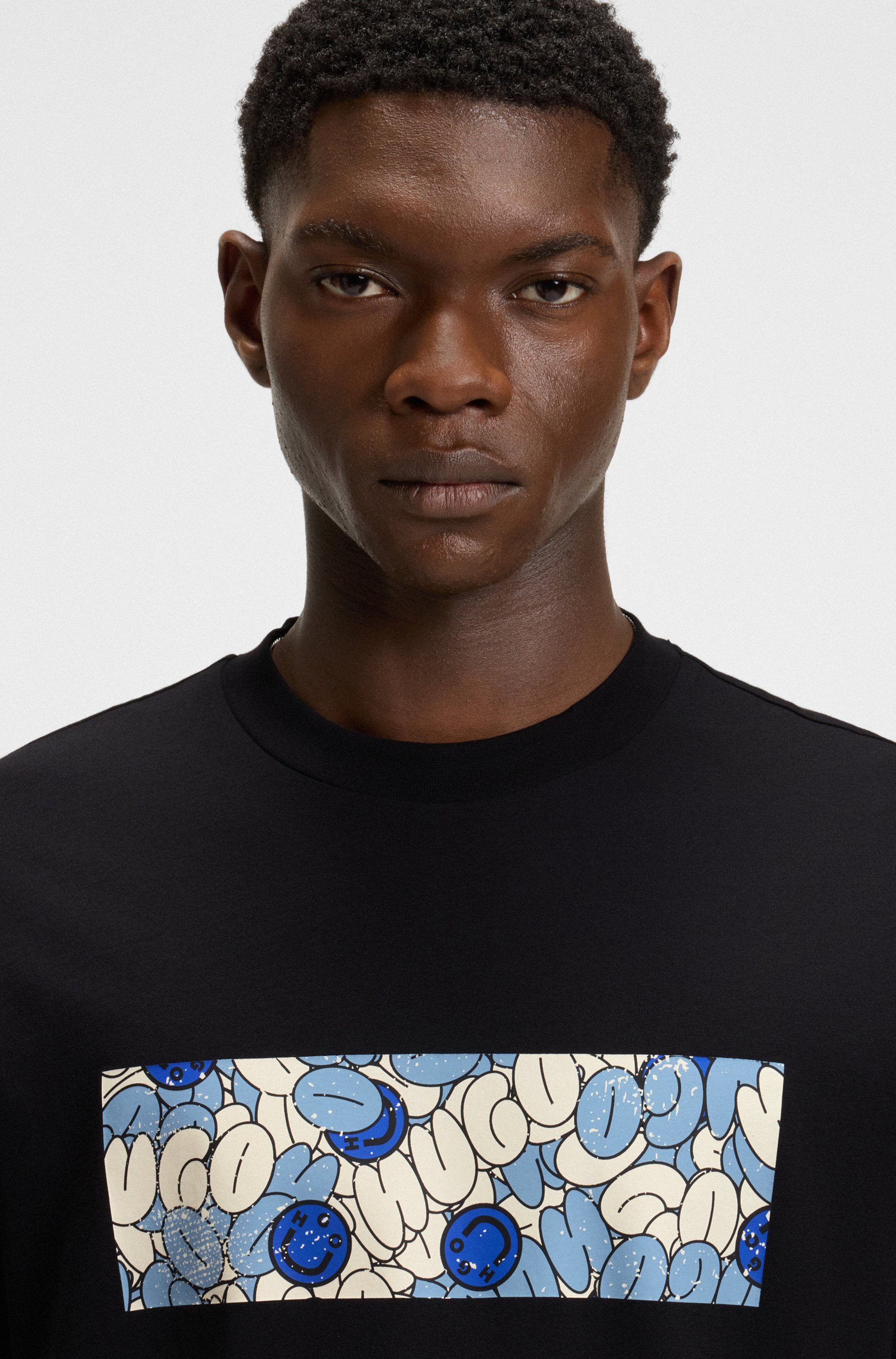 HUGO Blue T-Shirt Nurix mit coolem Druck günstig online kaufen