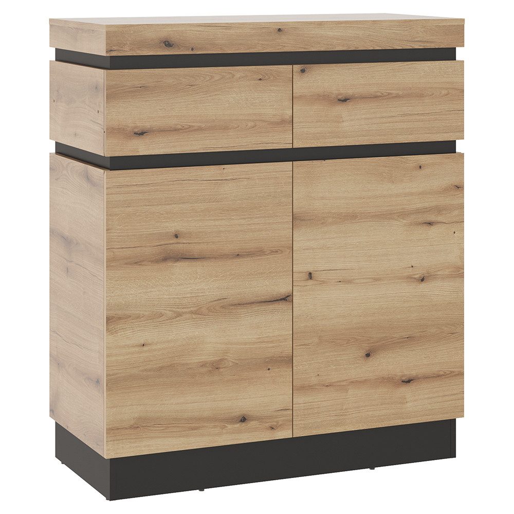 Lomadox Kommode COLCHESTER-129, 100 cm breit in Eiche, 2 Türen & 2 Schubladen, grifflos, modern