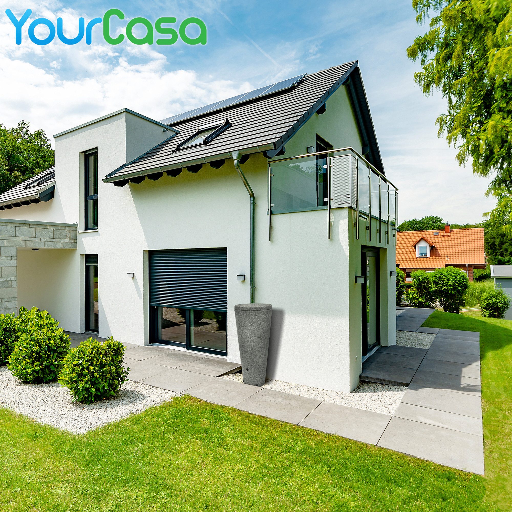 YourCasa Regentonne [Tubo Tank] mit Metallgewinde und Deckel, 210 l, Metallgewinde, Deckel