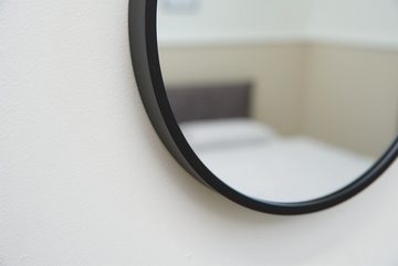 Terra Home Wandspiegel Spiegel Metallrahmen Schminkspiegel Oval (schwarz 60x30x3, inklusive Schrauben und Dübel), Badezimmerspiegel Flurspiegel