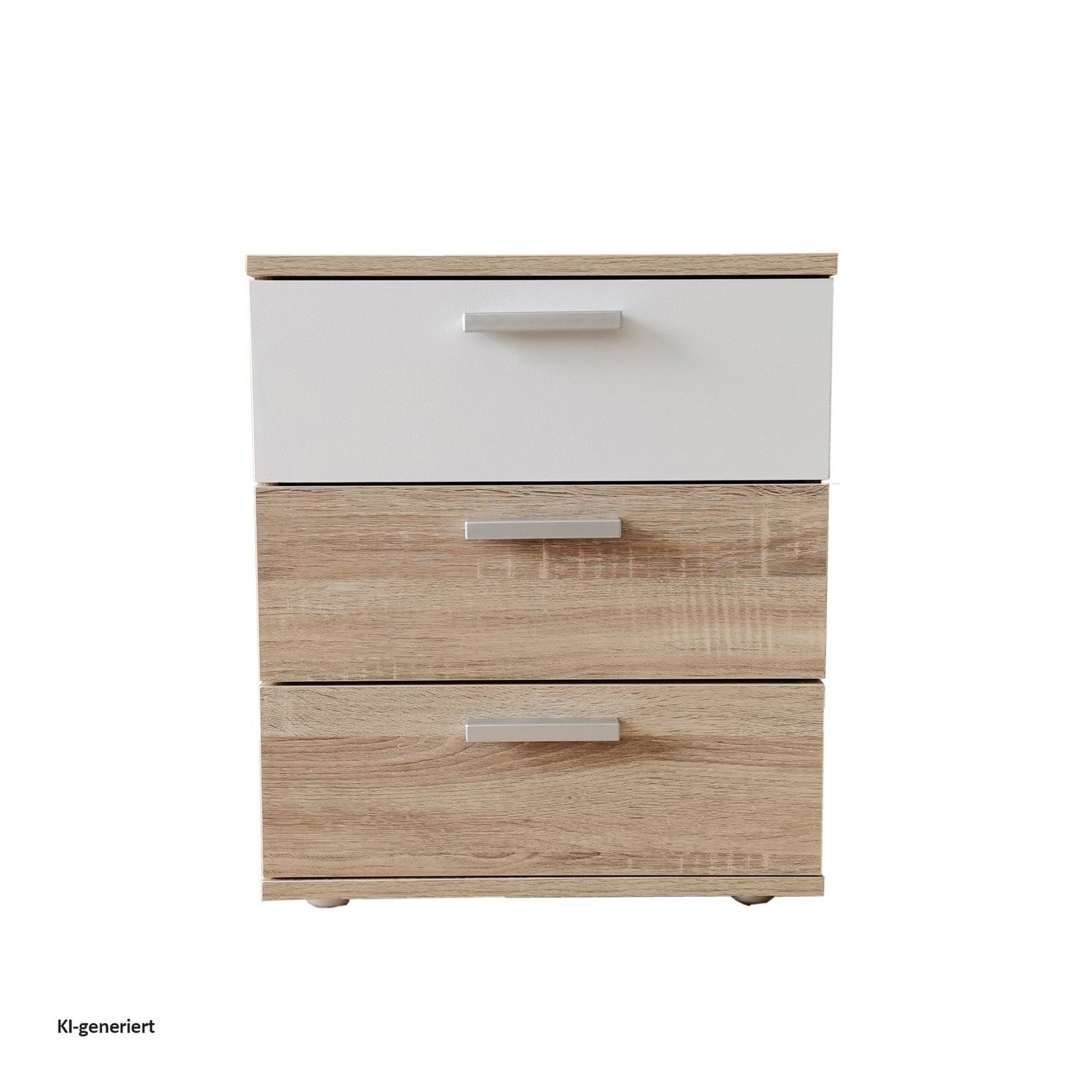 HTI-Living Nachtschrank Nachtkommode 3 Schubladen Nina Sonoma Weiß (Stück, 1-St., 1 Nachtschrank) Nachtschrank Nachttisch
