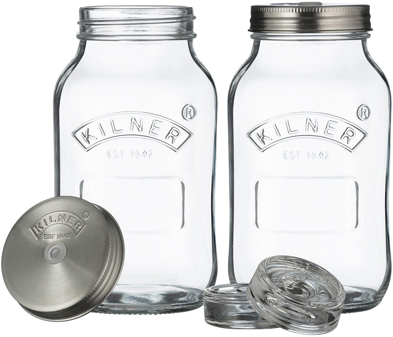 KILNER Aufbewahrungssystem, Glas, (Set, 2-tlg), (Fermentier-Set), zum Konservieren von Gemüse á 1 Liter