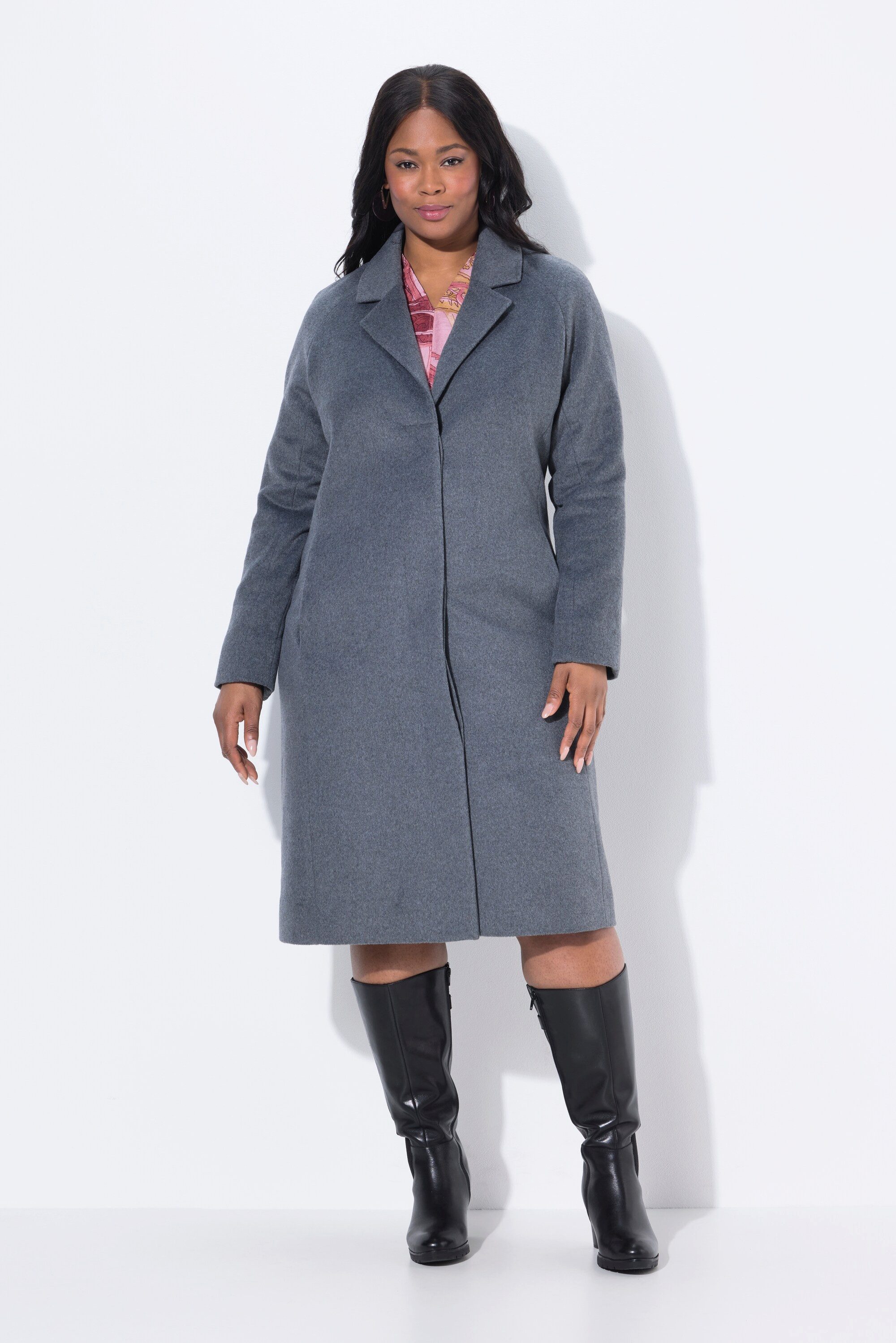 Ulla Popken Wintermantel Mantel Schusterstich Reverskragen Knopfleiste günstig online kaufen