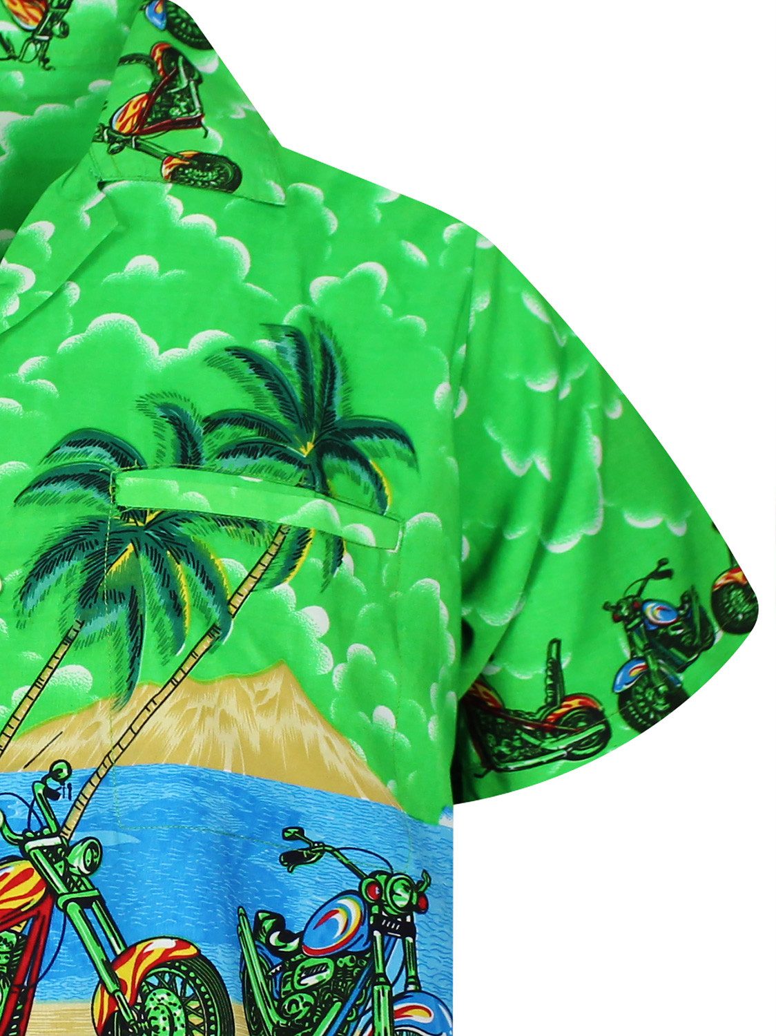 King Kameha Hawaiihemd Bike Funky Hawaii-Hemd Herren Kurzarm Front-Tasche Stylish Unisex