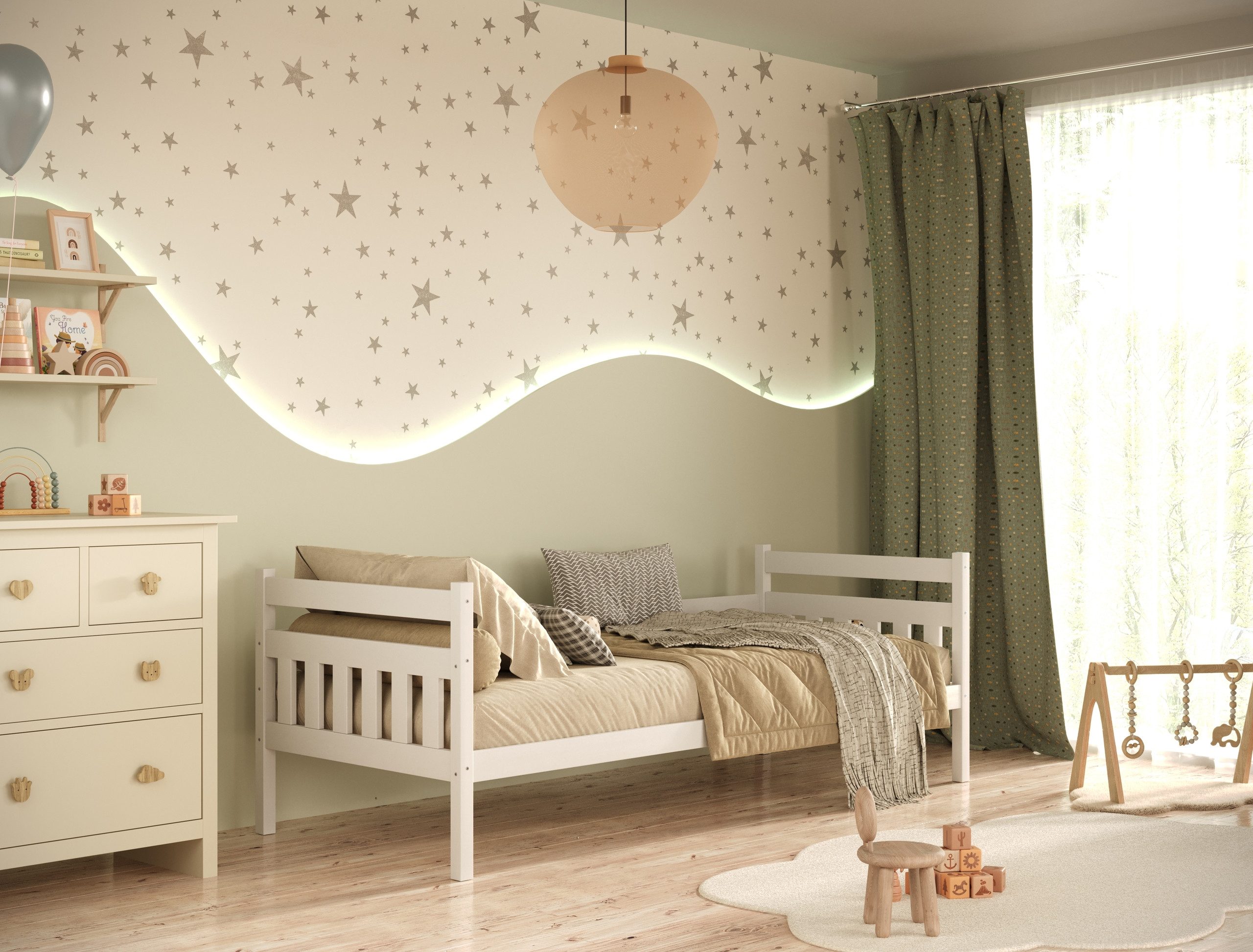 Raumhirsch Furniture Kinderbett Dawid – Jugendbett Kinderzimmer (Bett für Jungs & Mädchen, Einzelbett und Lattenrost), verschiedene Farben