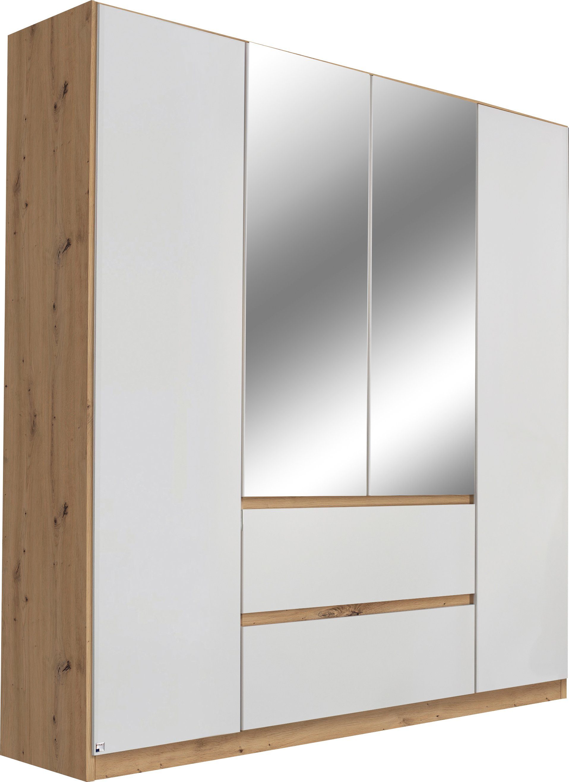 rauch Drehtürenschrank Schrank Garderobe MAINZ Breiten 91/136/181/226/271/315/360, Höhe 210cm (3 verschiedene Ausstattungen BASIC/CLASSIC/PREMIUM (inkl. SOFT-CLOSE) grifflose Front, Außentüren mit Push-to-Open Funktion MADE IN GERMANY