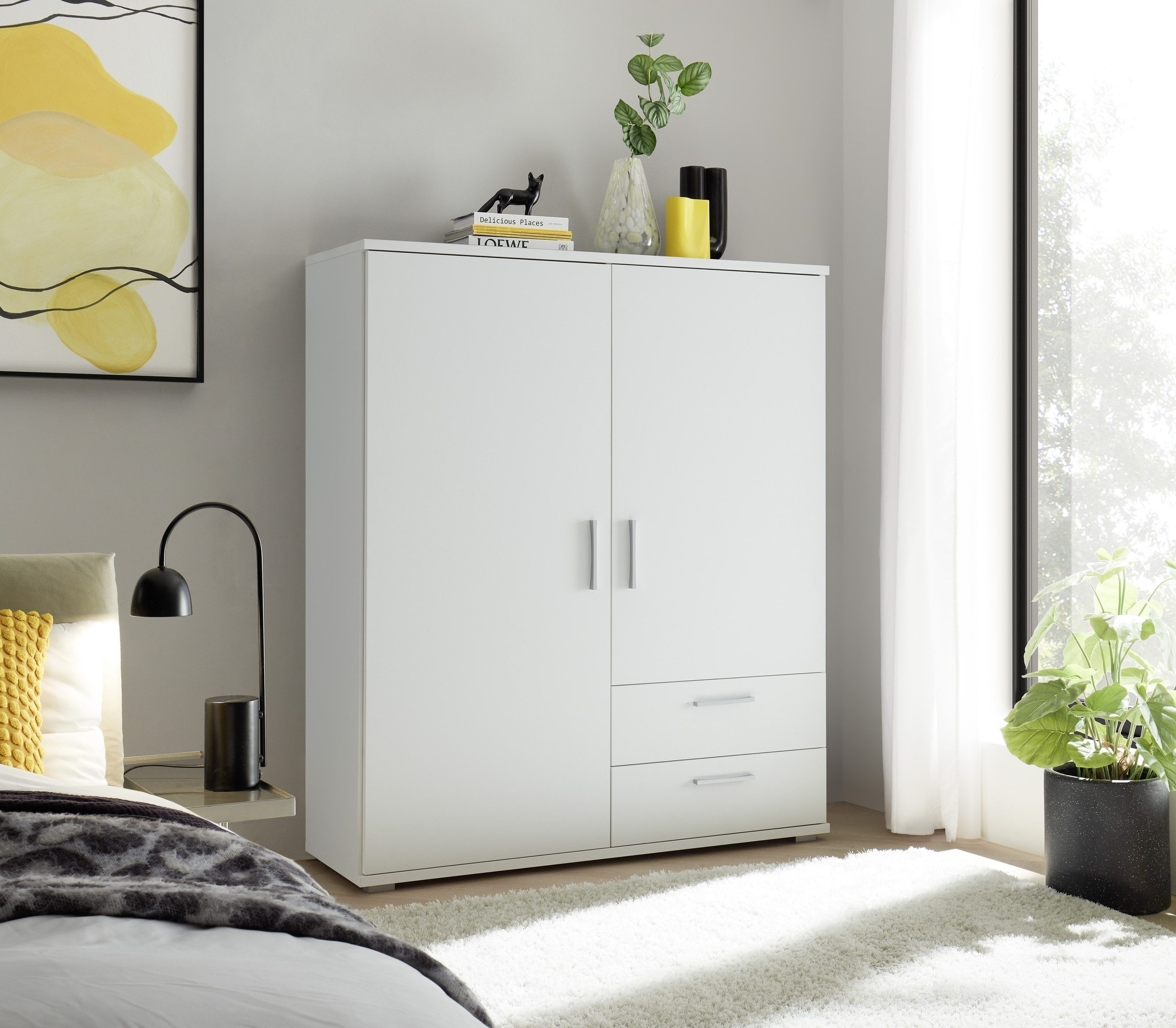 PREISBRECHER Kleiderschrank ADELINE Garderobenschrank, Mehrzweckschrank, weiß - 120x140x38cm (BxHxT) – Bild 2 von 5