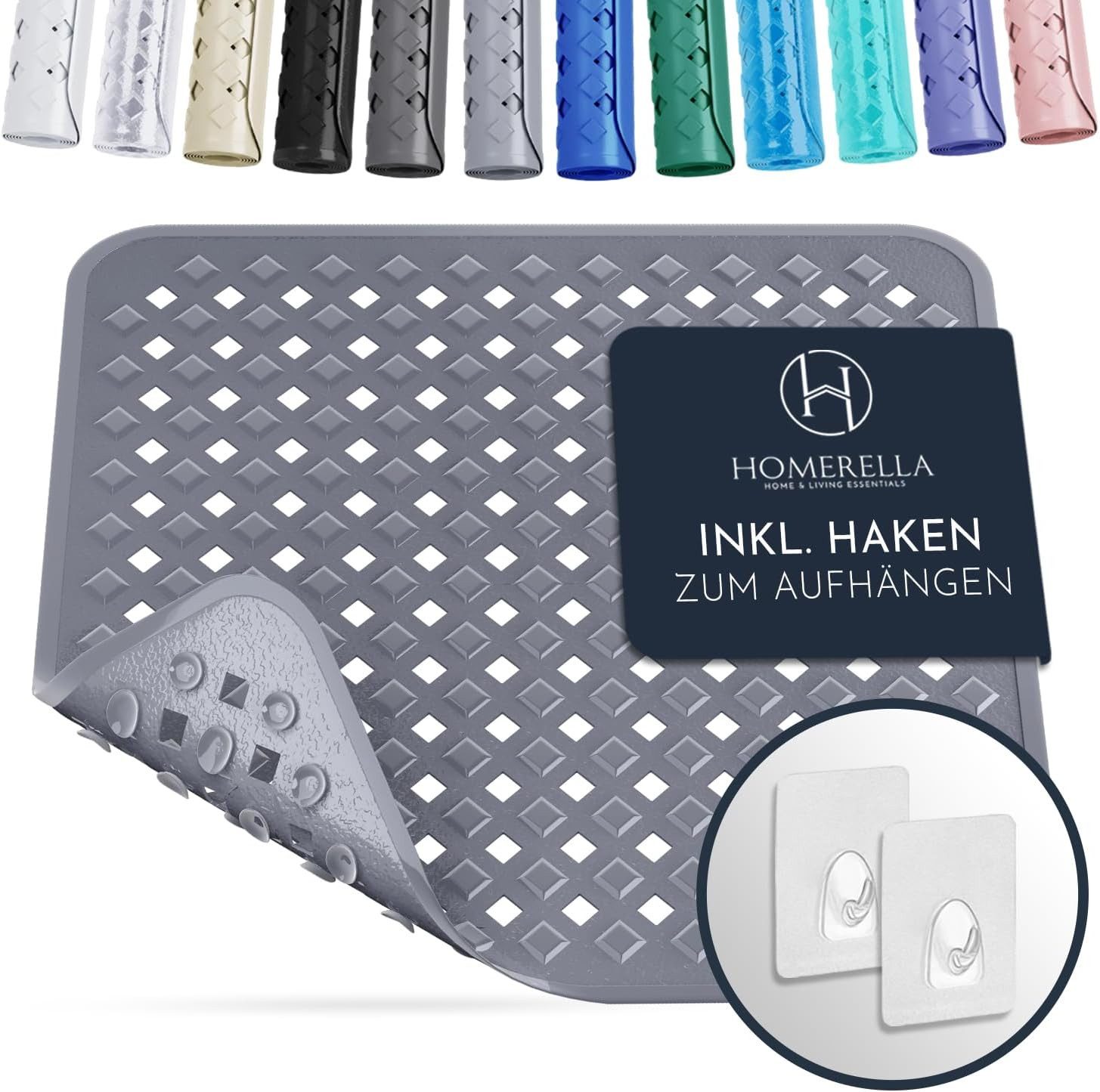 Homerella Duschmatte rutschfest - 100% BPA frei - Inkl. 2 Haken zum Aufhäng günstig online kaufen