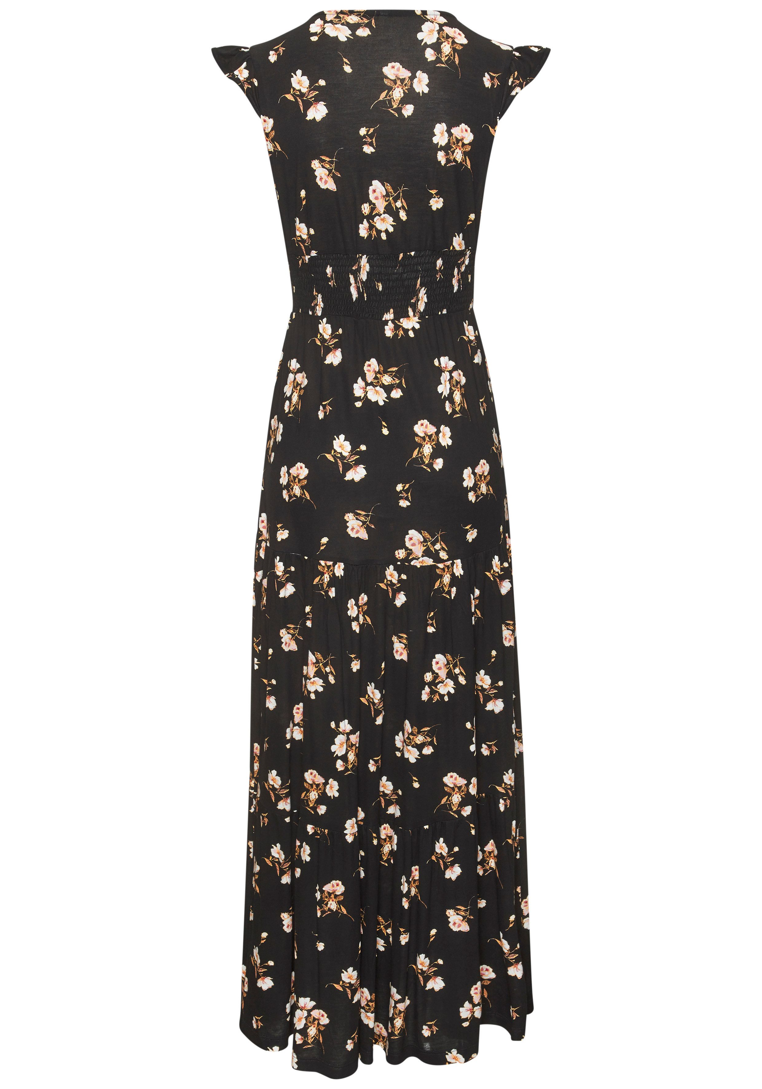 Vivance by Lascana Maxikleid mit V-Ausschnitt und Blumendruck langes Jerseykleid, Viskosekleid, Sommerkleid