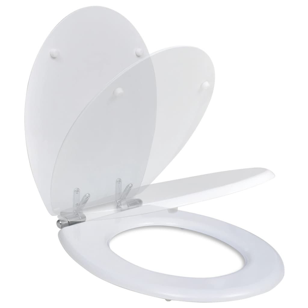 Thumbnail - vidaXL WC-Sitz Toilettensitz MDF Deckel mit Absenkautomatik Design Weiß (1-St)