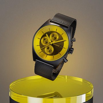 DETOMASO Quarzuhr D10 CHRONO COLORED GLASS YELLOW GREY