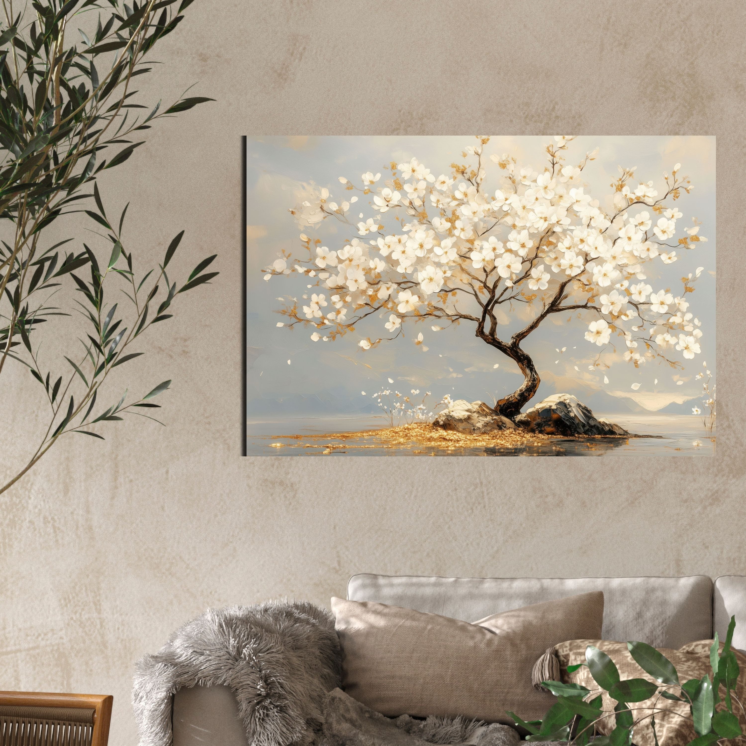 DARO Design Leinwandbild Modern Abstrakt Wandbilder XXL Wandbild Wand Deko Leinwand Bilder, (Baum mit Blüten - Bild groß Wohnzimmer Schlafzimmer Küche Esszimmer – Bild 4 von 5