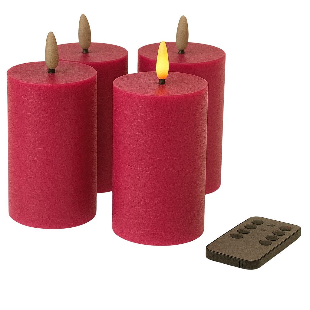 Fachhandel Plus Stumpenkerze LED mit Timer 10x6,5 cm Echtwachskerzen mit 3D günstig online kaufen
