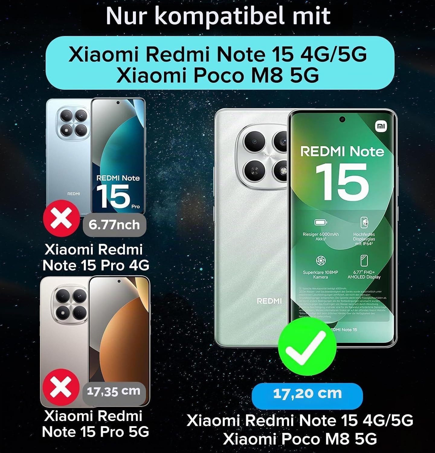 Widmann-Shop Smartphone-Hülle Redmi Note 15 5g 15 Pro 5g 15 Pro + 5g Hülle Case Transparen, Für Redmi Note 15 5G / 15 Pro 5G / 15 Pro + 5G – Bild 5 von 5