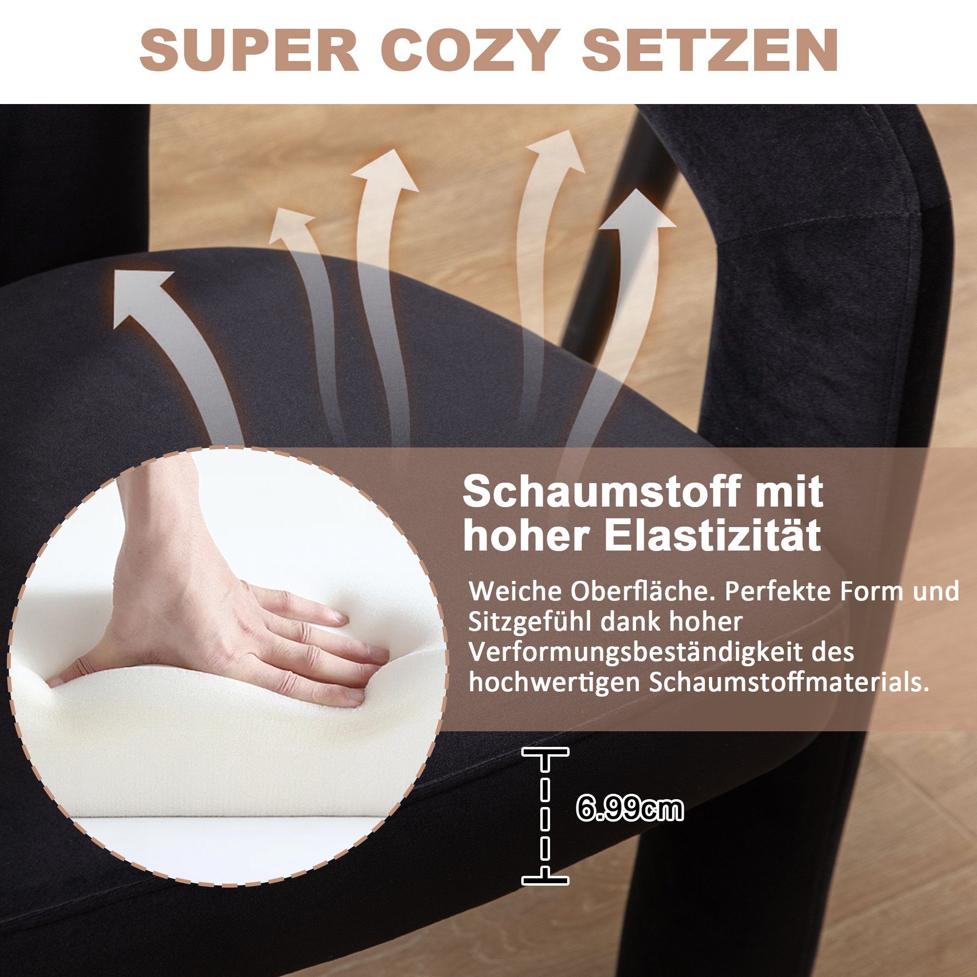 Merax Esszimmerstuhl aus Samt (2 St), Küchenstuhl,Polsterstuhl,Wohnzimmerstuhl Sessel mit Armlehne