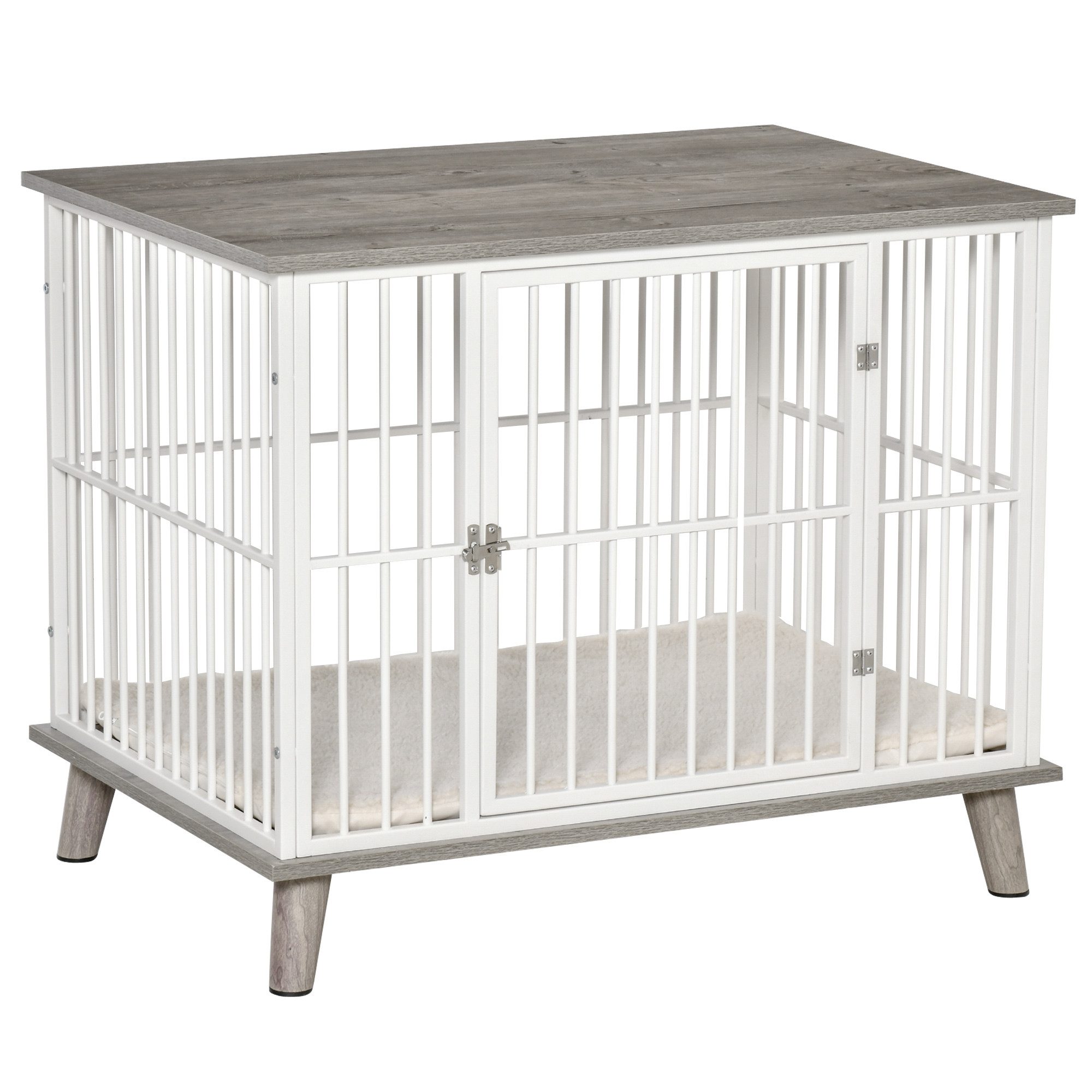 furnicato Hunde-Transportbox Hundekäfig aus Holz, Hundebox, Transportbox, mit Kissen, 86