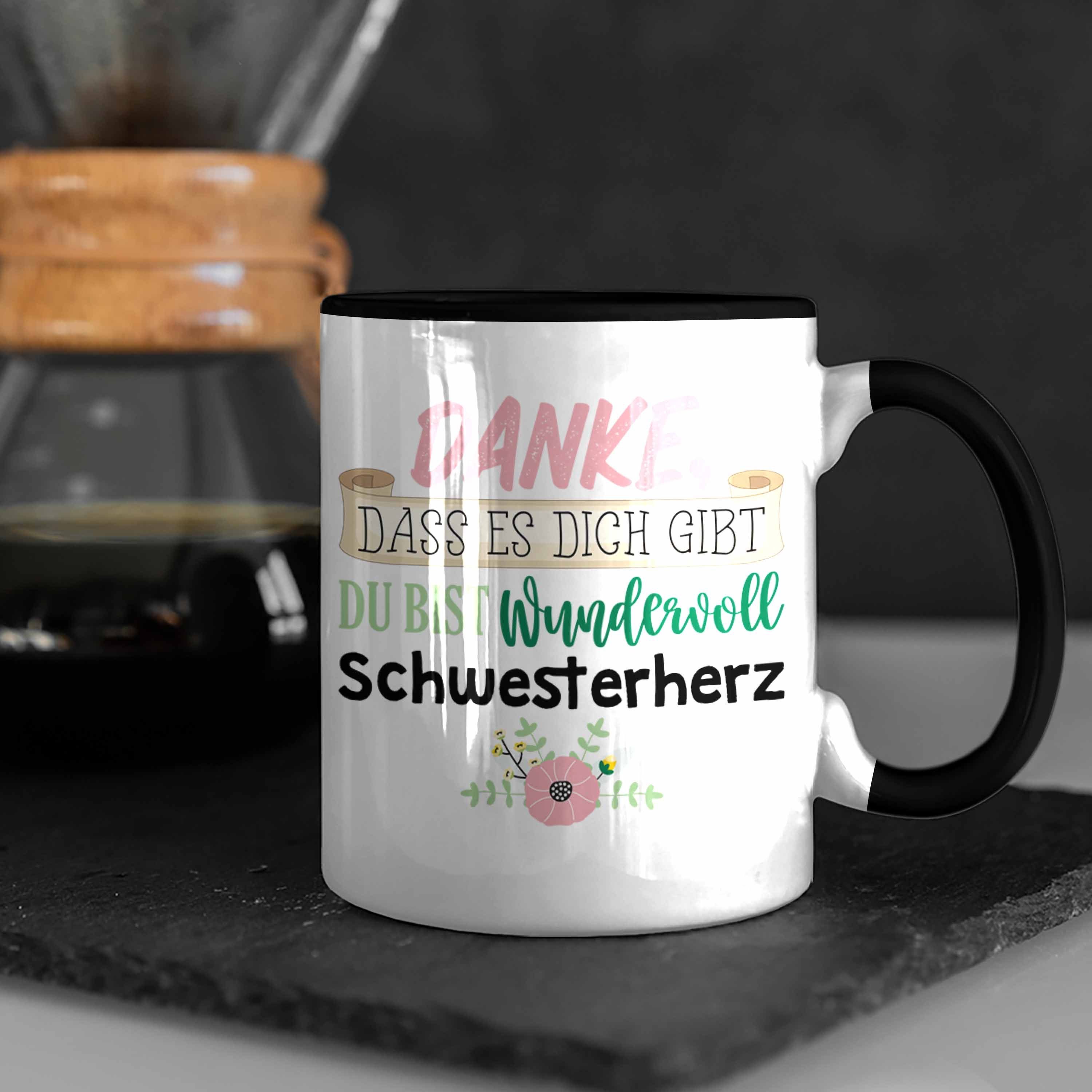 Geburtstag Dich Gibt Schwarz Schwesterherz - Geschenk Schwester Trendation Trendation Tasse Danke, Dass Spruch Es Schwester Lustiger Tasse