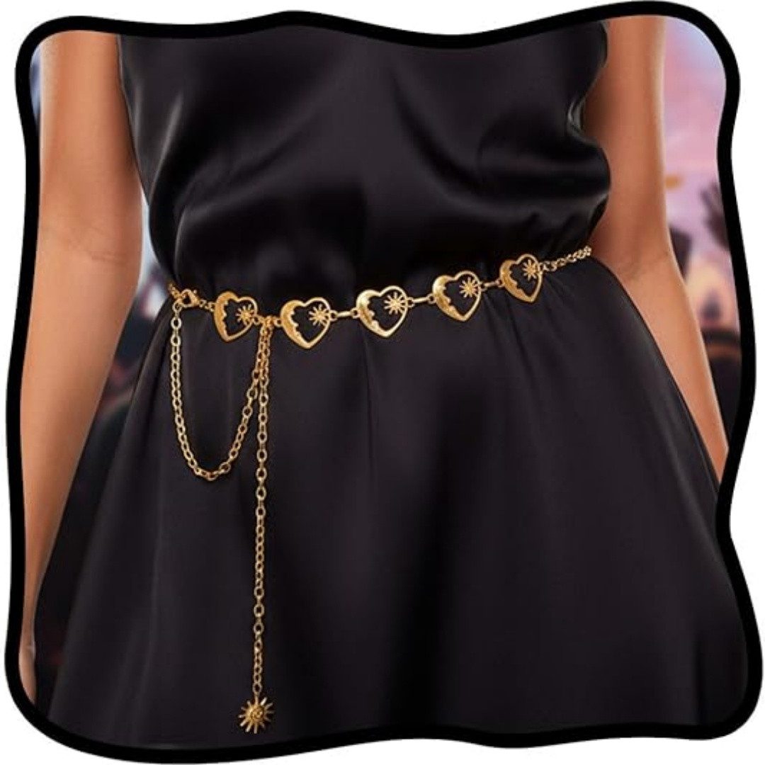 VEKROBOT Kettengürtel Boho Sonnen Hüftkette goldene verstellbare Bauchkette Partys Bikini (1-St) Hip Hop Retro Metall Bodykette modischer Körperschmuck