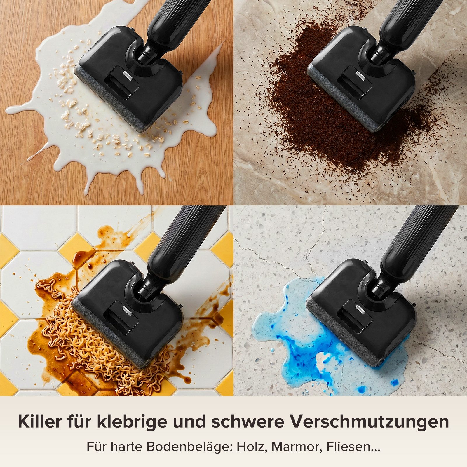 lubluelu Nass-Trocken-Akkusauger T9 Selbstreinigung 180° Lay-Flat Nasssauger Saugwischer 21.000 Pa, 200 W, beutellos, Doppelseitige Kantenreinigung,Doppelte Wassertanks