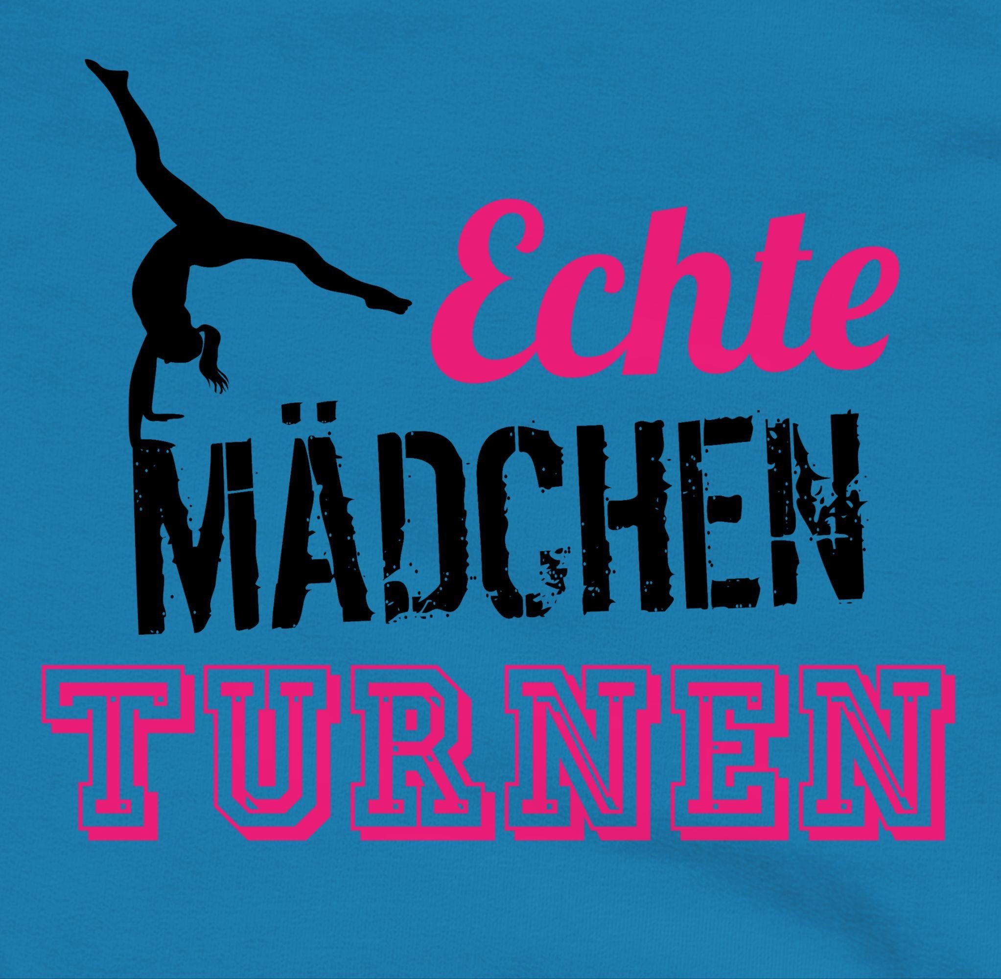 Shirtracer Hoodie Echte Mädchen turnen fuchsia - schwarz Kinder Sport Kleidung – Bild 2 von 5