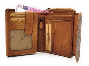 Hill Burry Geldbörse echt Leder Damen Portemonnaie mit RFID Schutz, wunderschönes, florales Muster, 16 Kartenfächer