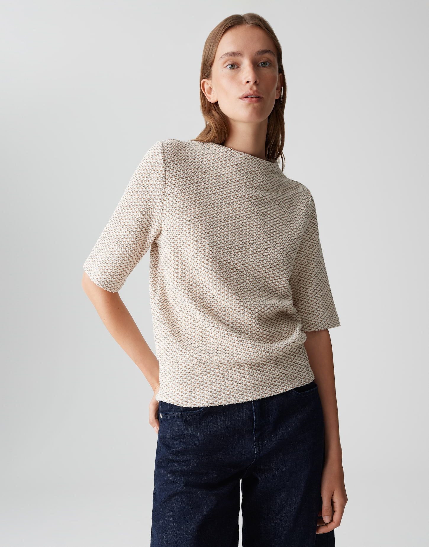 OPUS Kurzarmshirt SAWIRA in Strickoptik Funnel günstig online kaufen