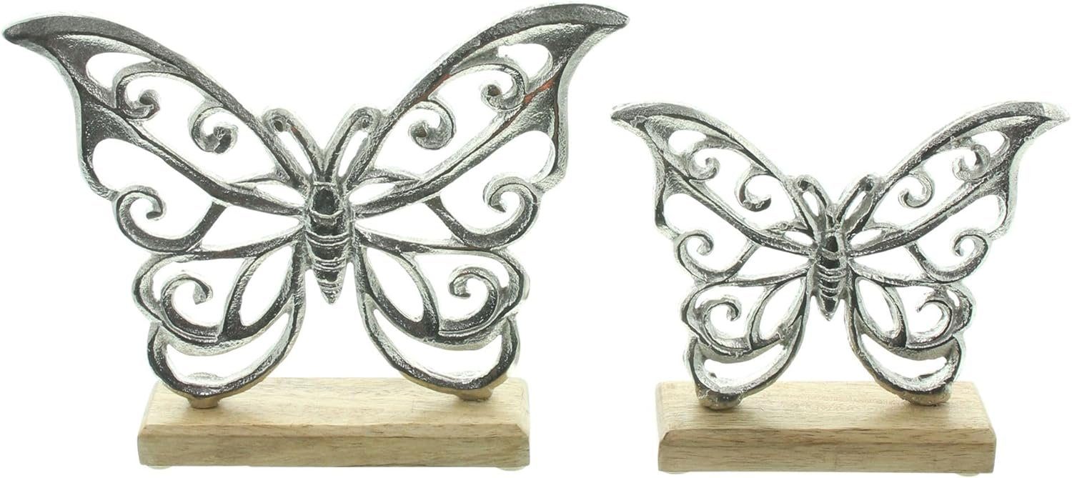 Dekoleidenschaft Dekofigur Schmetterling "Silber" aus Aluminium-Guss günstig online kaufen