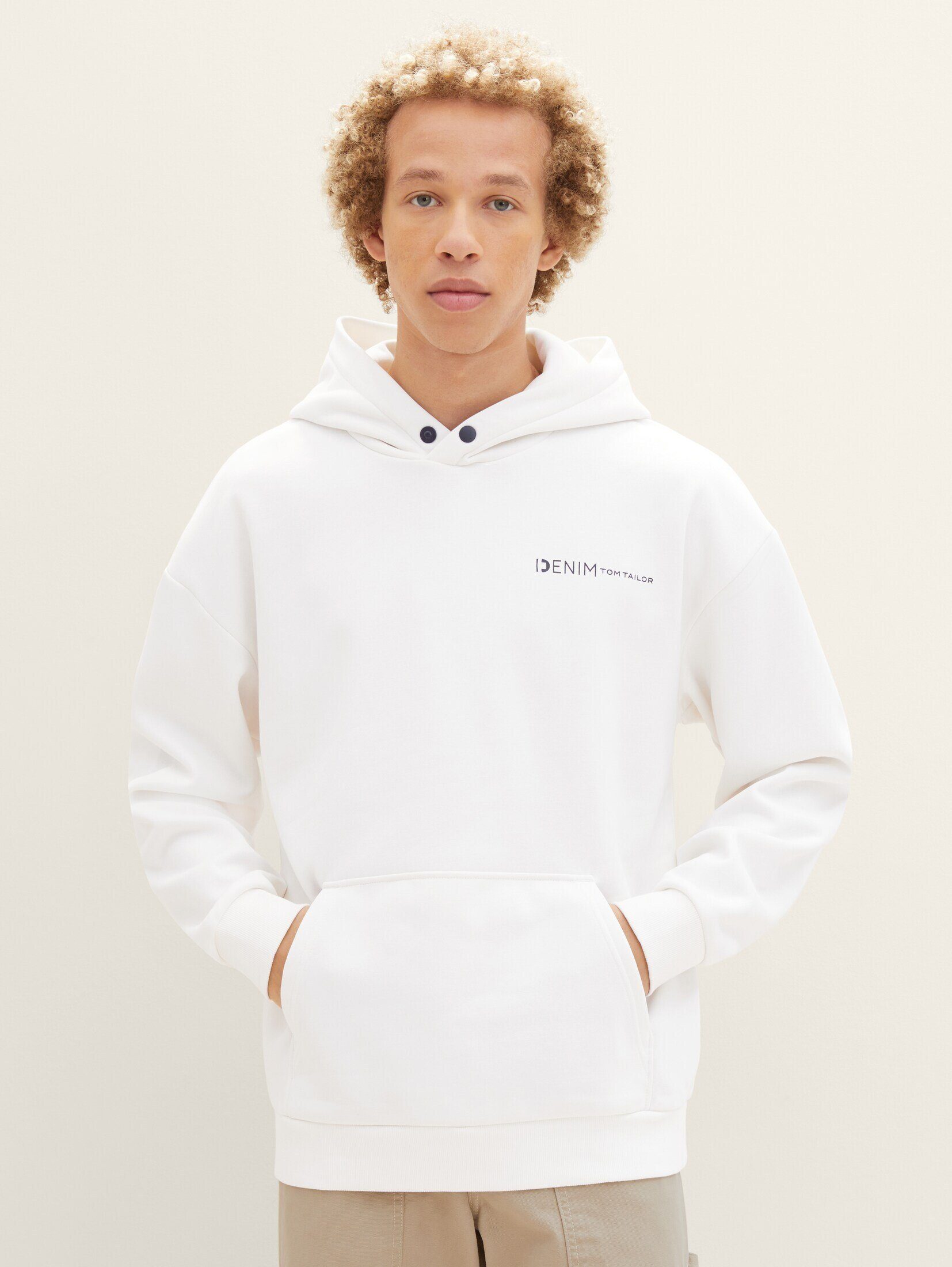 TOM TAILOR Denim Hoodie Hoodie mit recyceltem Polyester Wool White | Sweatshirts