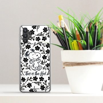 DeinDesign Handyhülle Peanuts Blumen Snoopy Snoopy Black and White This Is The Life, Samsung Galaxy A32 5G Silikon Hülle Bumper Case Handy Schutzhülle