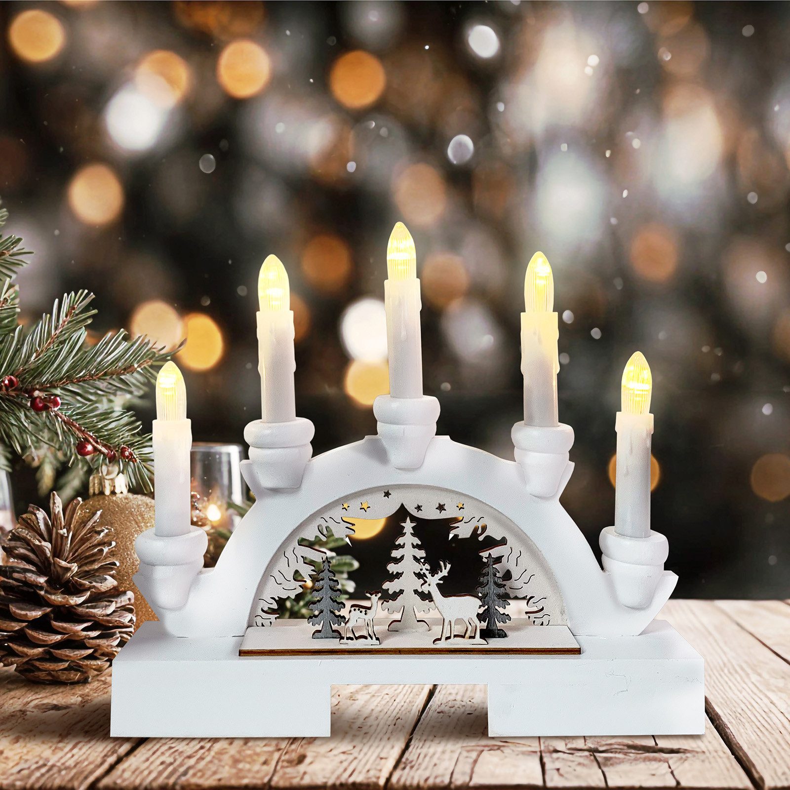 HTI-Living Schwibbogen LED Schwibbogen weiß mit Rehen im Wald (1-tlg), Lich günstig online kaufen