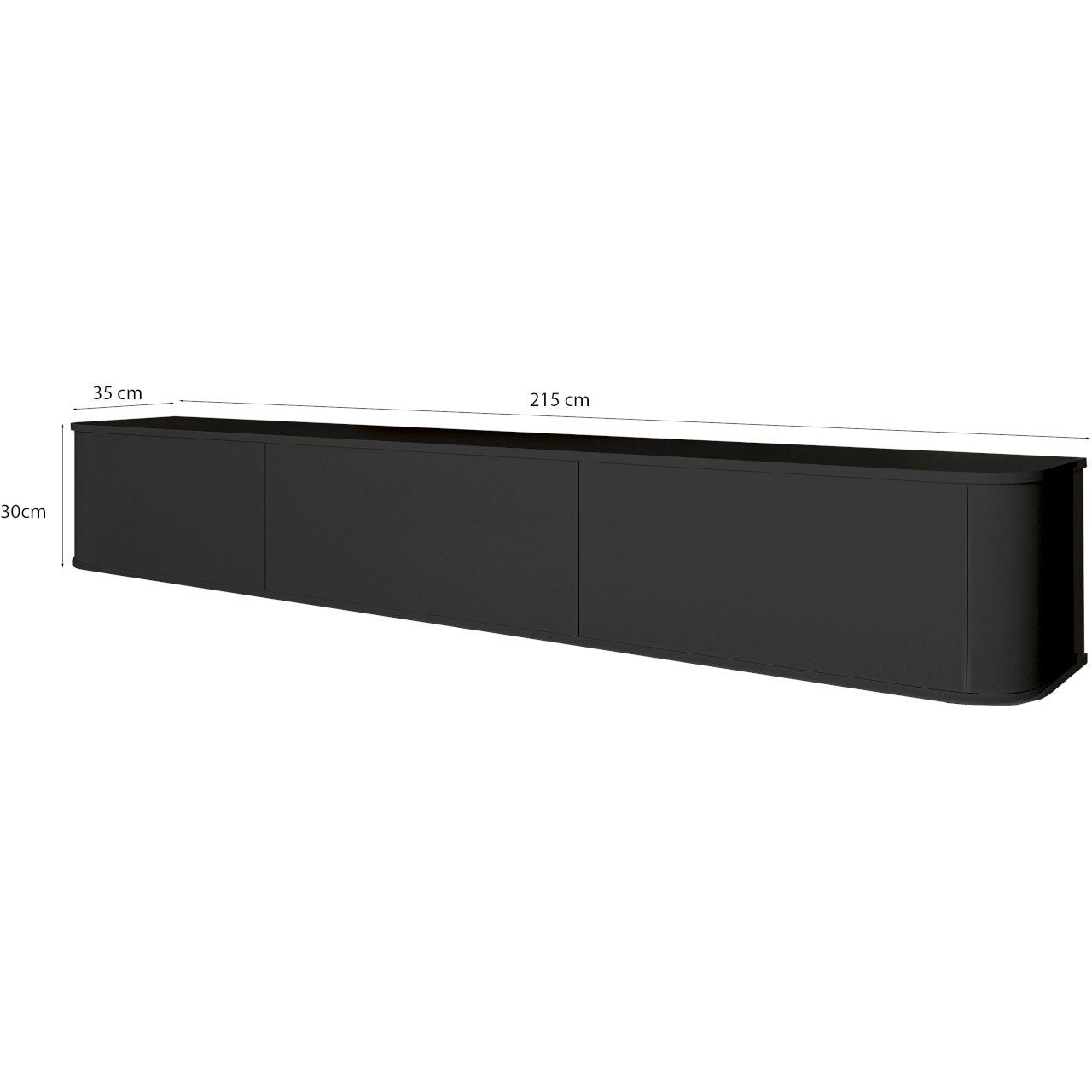 MOEBLINE Lowboard Hängender TV Lowboard AZILLO 215 schwarz – Bild 3 von 3