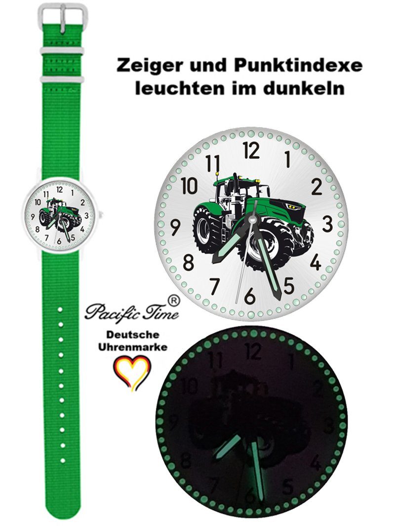 Pacific Time Quarzuhr Kinder Armbanduhr Traktor grün Wechselarmband, Mix und Match Design - Gratis Versand