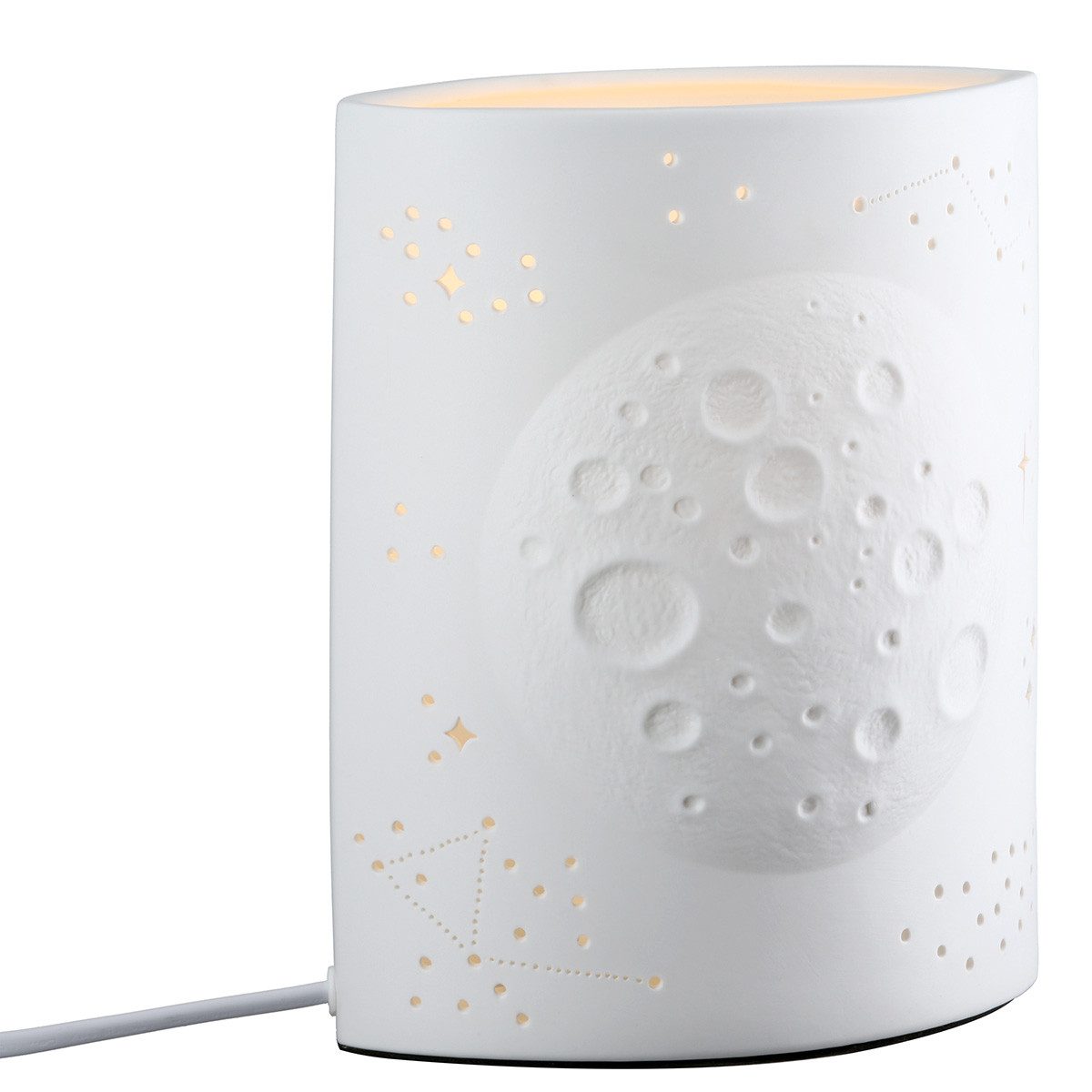 GILDE Tischleuchte Moon 61804 Porzellan Weiß 20 cm Oval E14, ohne Leuchtmittel