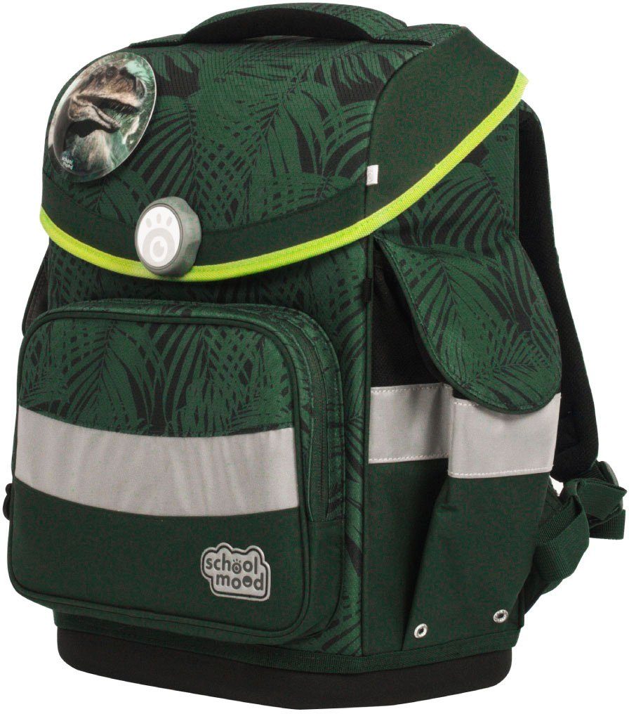 SCHOOL-MOOD® Schulranzen Timeless, Daniel (Dinosaurier) (Set, 7-tlg), mit LED-Patchy; aus recyceltem Material