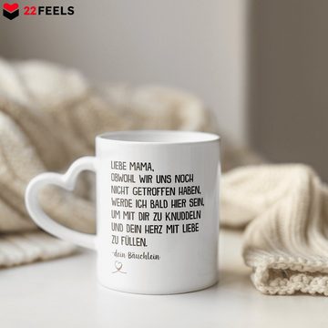 22Feels Tasse Werdende Mama Geschenk Muttertag Schwangerschaft Frauen Babyparty, Keramik, Made In Germany, Spülmaschinenfest, Herzhenkel