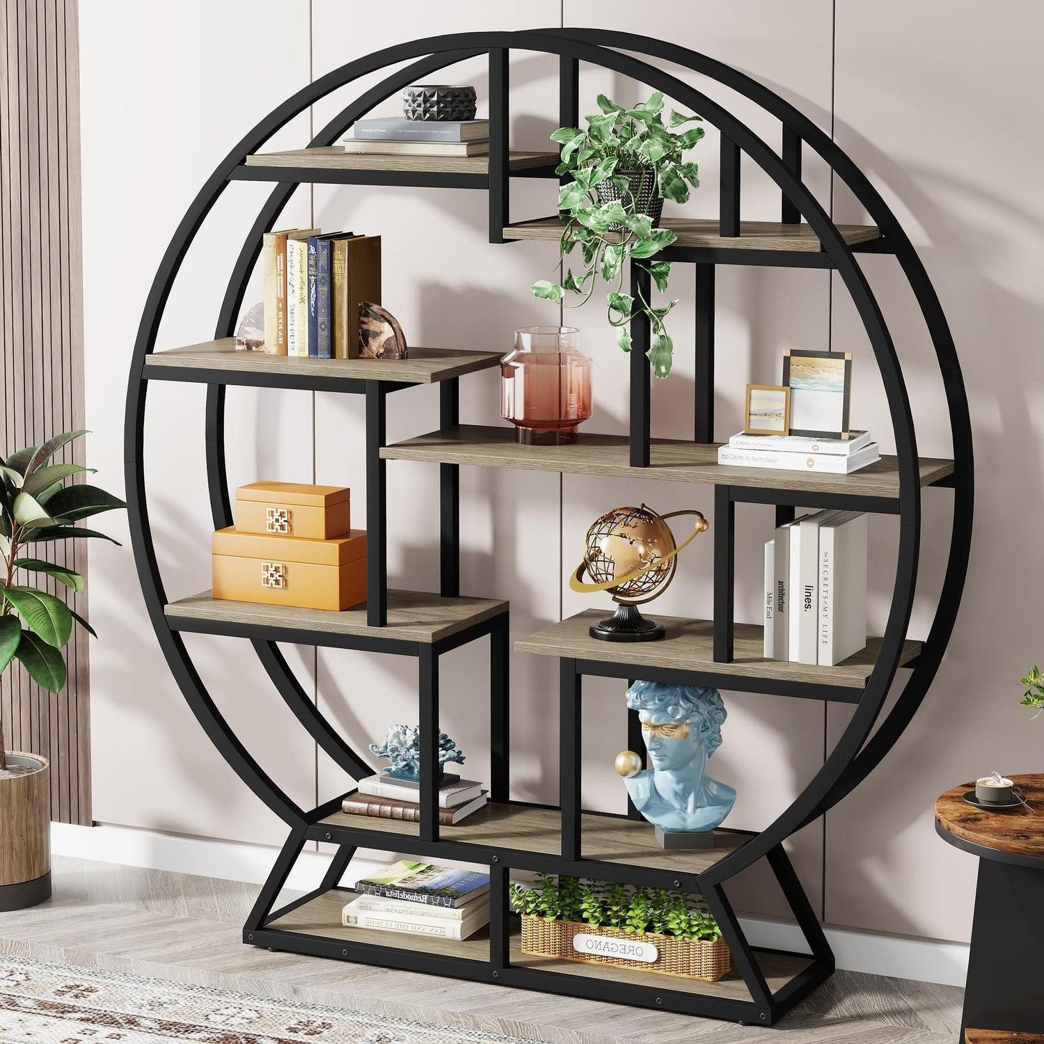 LuxusKollektion Bücherregal Rundes Bücherregal 5-Etagen 160cm Rustikal