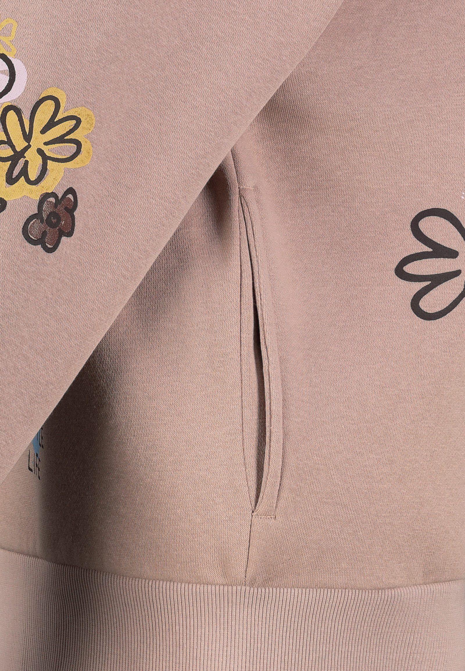 SUBLEVEL Kapuzenpullover Damen Hoodie mit auffälligen Prints Sweater, Kapuzensweatshirt mit seitl. Eingrifftaschen