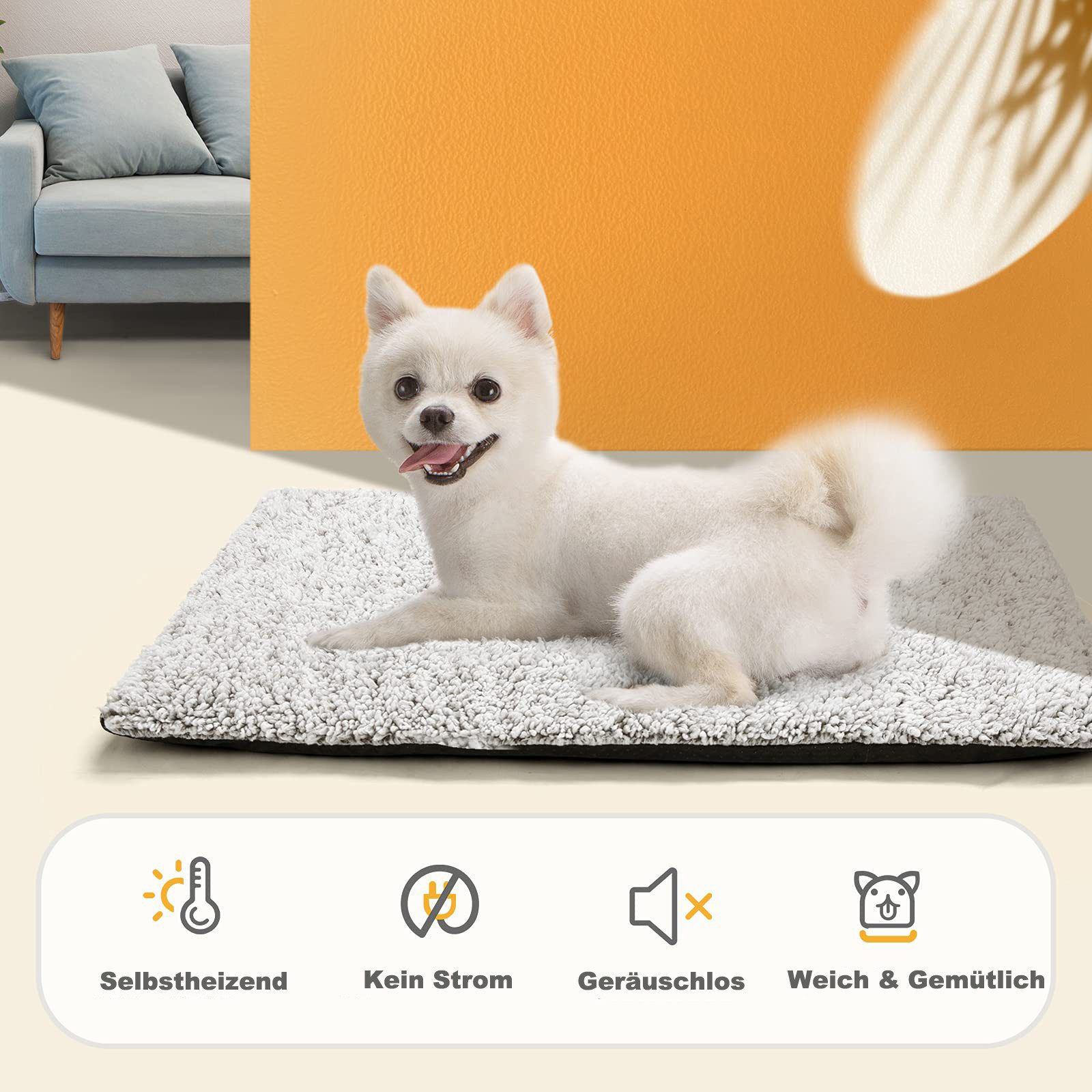 Beaface Tierdecke Selbstheizendes Katzenbett mit abnehmbarem Bezug rutschfester Boden, selbstwärmende Haustiermatte, extra warme Kuschelmatte – Bild 5 von 5