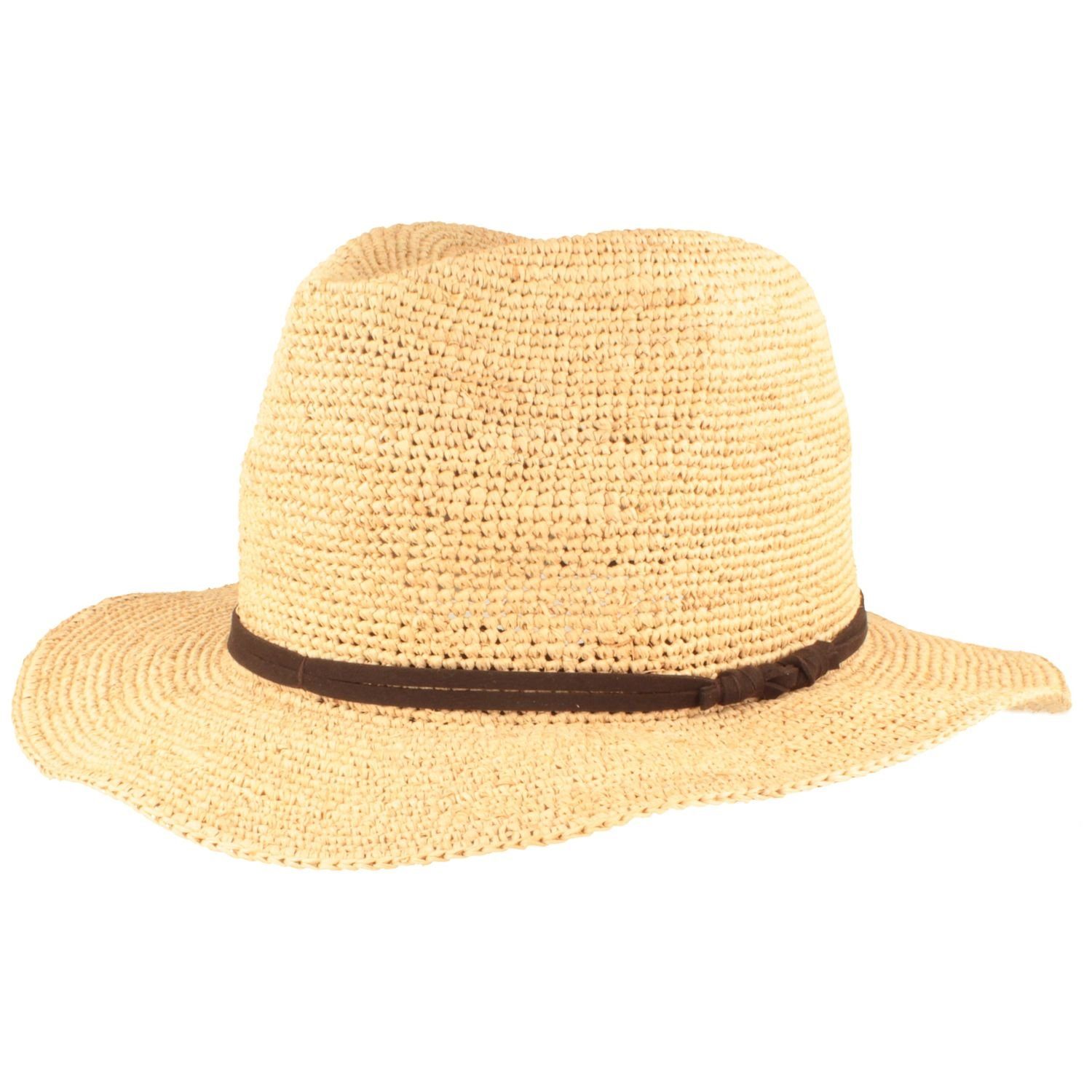 Breiter Strohhut Knautschbarer Crochet Traveller Raffiastroh günstig online kaufen