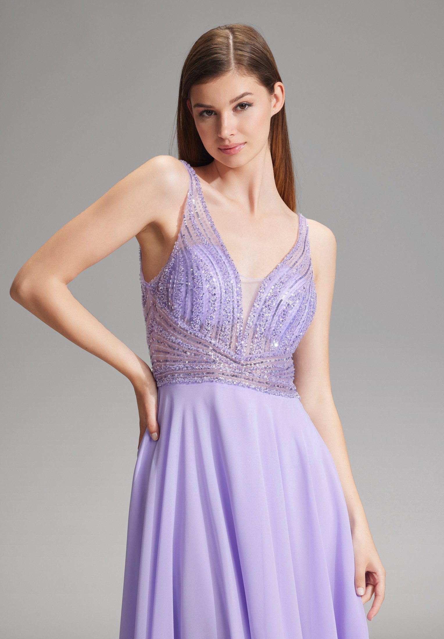 Hey Kyla Cocktailkleid - Midilanges Cocktailkleid aus Materialmix