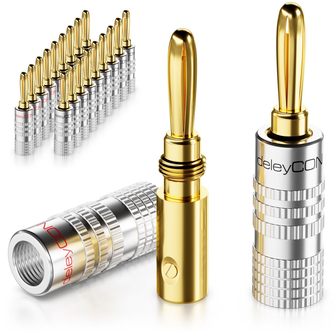 deleyCON Kabelzubehör deleyCON 20x Bananenstecker Schraubbar für Lautsprecherkabel von