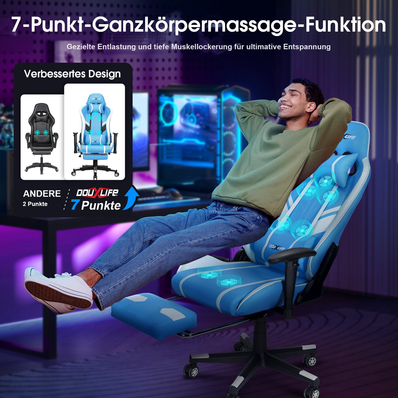 Douxlife Gaming-Stuhl (Ergonomischer Gaming Sessel mit günstig online kaufen