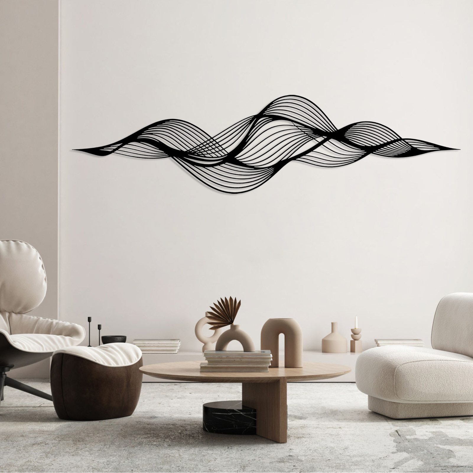 Jumpeak Wanddekoobjekt Wanddekoration in Wellenform, Fließende Kurven, Abstrakt, Linienkunst, Metall,4 Farben,5 Größen,Trendige Deko, Modern, Elegant,Minimalistisch