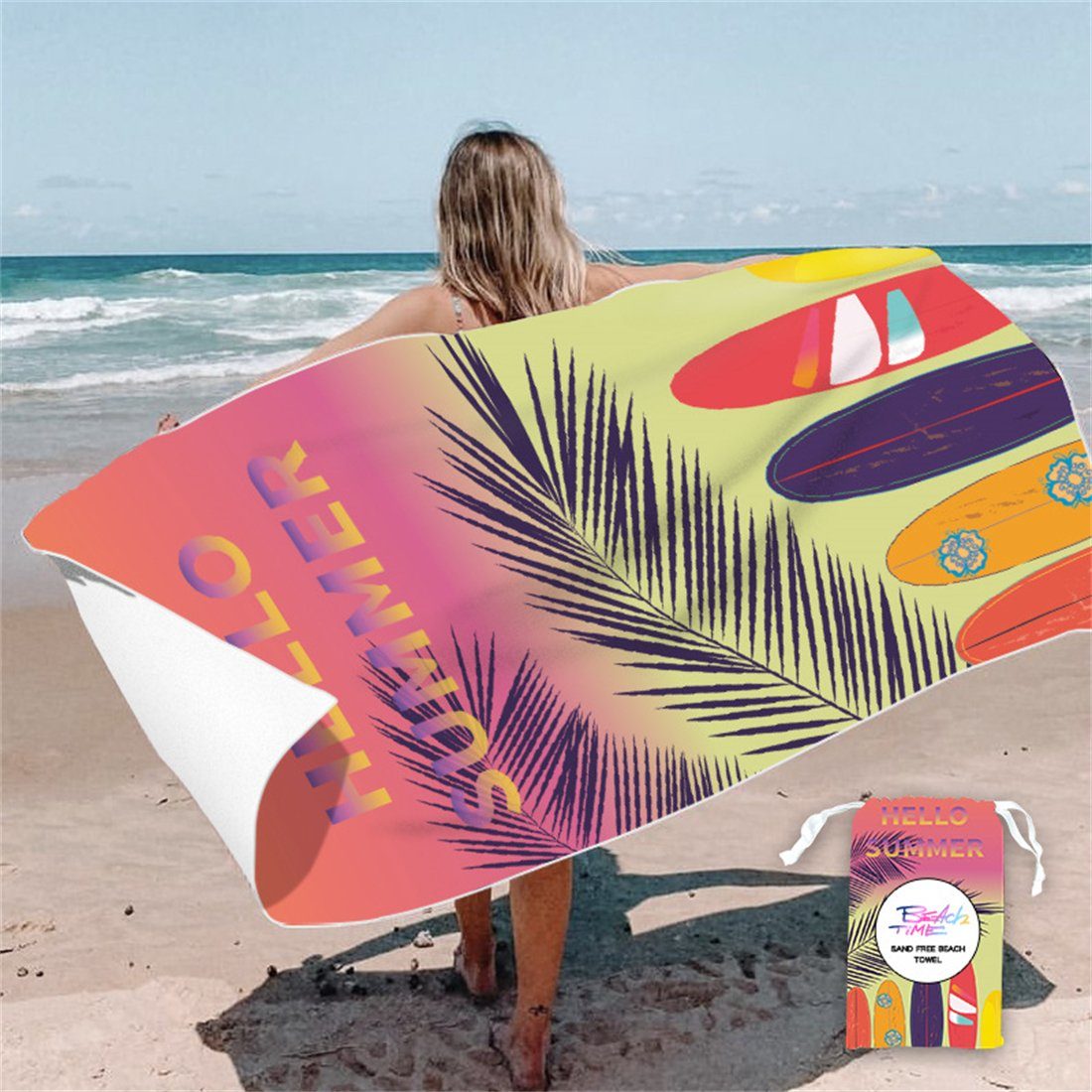 YOOdy~ Strandtücher Strandtuch,strandhandtuch (1-St), 80 x 160 cm,schnell trocknet Brandung in der Abenddämmerung