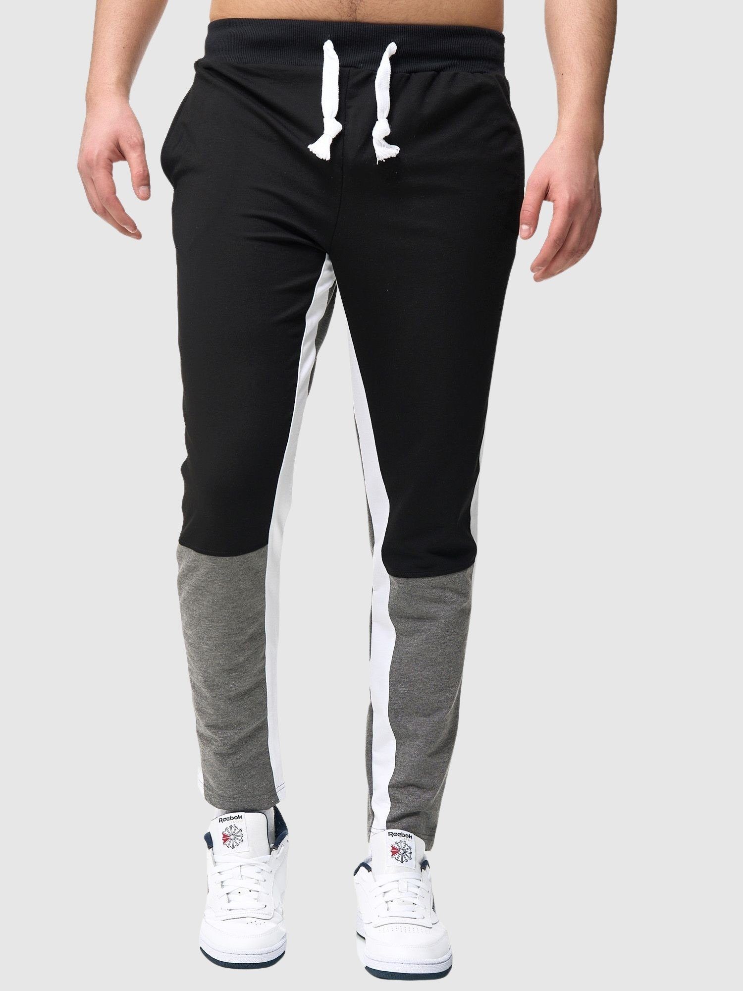 Sweatpants 1-tlg) Jogginghose Sport Kayna Männer Stripe Trainingshose Freizeit Jogginghose John Herren Antrazit Fitness Sweatpants, (Sporthose Casual Trainingshose hose